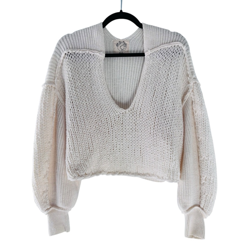We The Free Chunky Knit Cropped Sweater Ivory XS